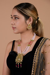 Pink and Red Kundan Necklace_DTR3618