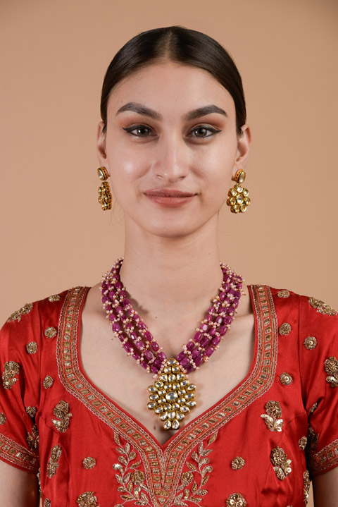 Diamond Pattern Kundan Set