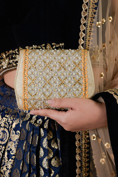 Grey Embellished Clutch