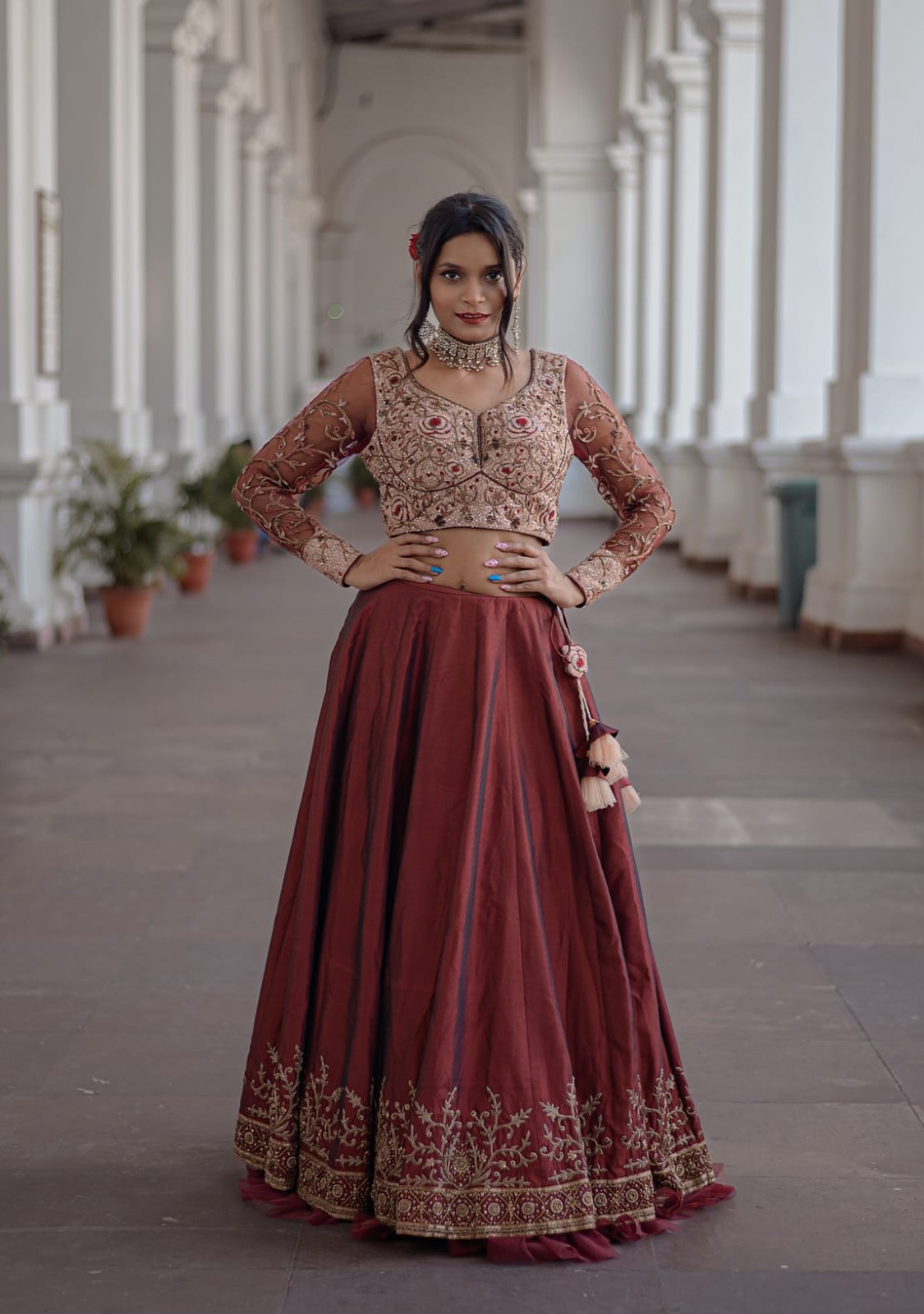 Maroon Embellished Lehenga