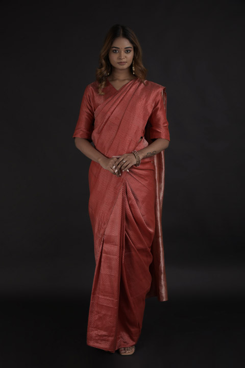 Red Dotted Zari Saree