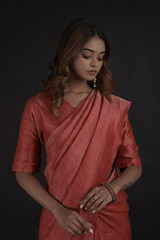 Red Dotted Zari Saree_DTR0247