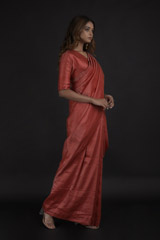 Red Dotted Zari Saree_DTR0250