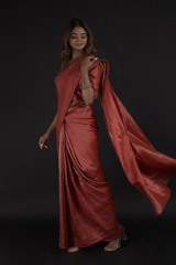 Red Dotted Zari Saree_DTR0252