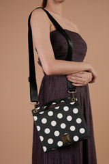 White And  Black Polka Dots Handbag_DTR3899