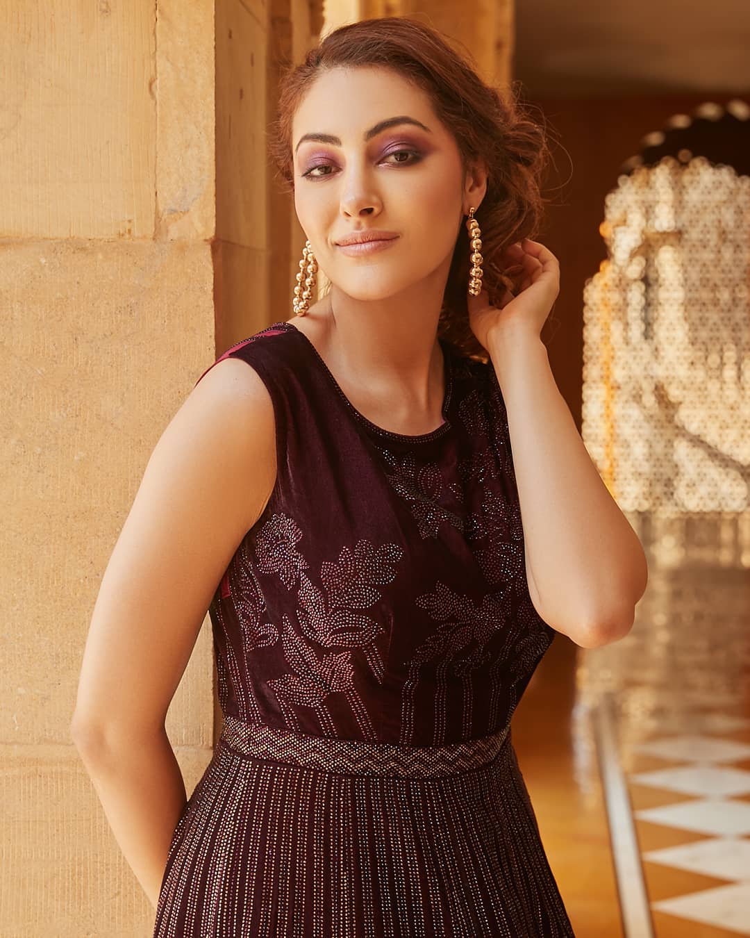 Wine Embellished Gown3