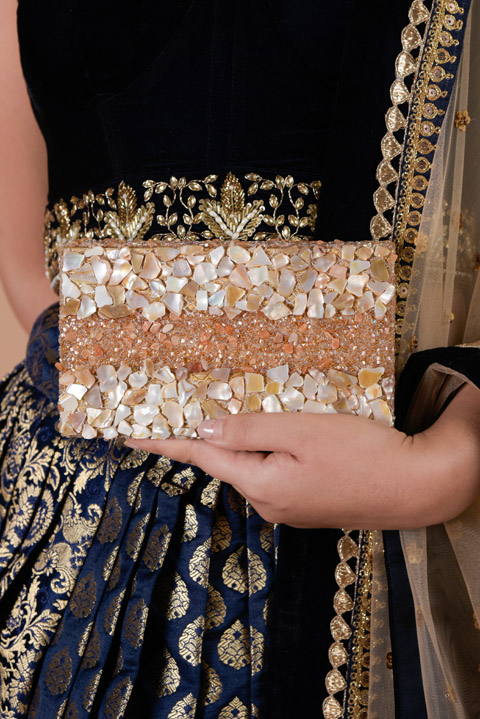 Peach Mother Of Pearl Clutch