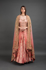 Pink Embellished Banarsi Lehenga Set