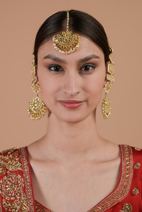 Kundan And Pearl Chandbali Set