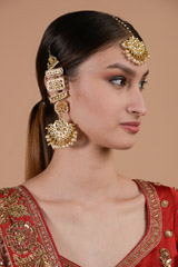 Kundan And Pearl Chandbali Set_DTR3910