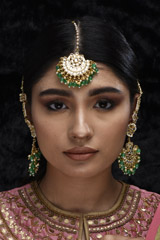 Gold And Green Chandbali Set_SUB1020