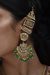 Gold And Green Chandbali Set_SUB1029