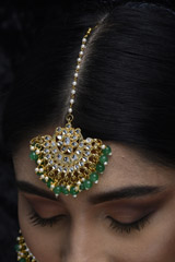 Gold And Green Chandbali Set_SUB1036