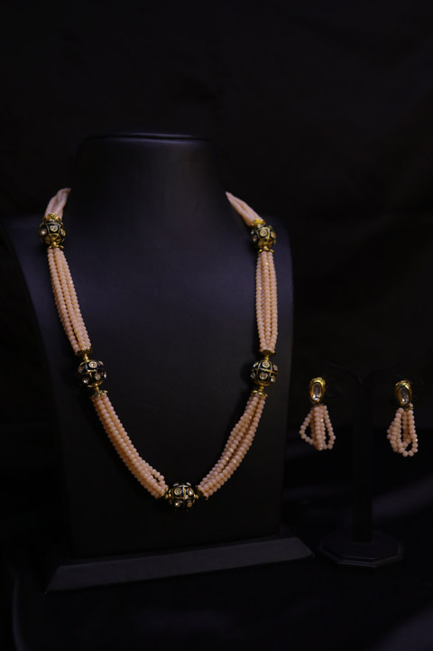 Peach Multi Layered Necklace Set
