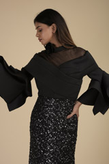 Black Sequinned Cocktail Gown_SUB8545