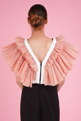 Black And Peach Pleated Ruffle GownDSC05735