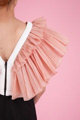 Black And Peach Pleated Ruffle GownDSC05736