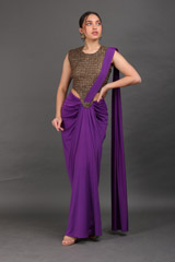 Purple Metal Work Saree Gown3253_video