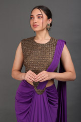 Purple Metal Work Saree GownIMG_9902