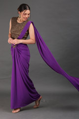 Purple Metal Work Saree GownIMG_9909