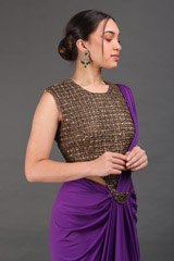 Purple Metal Work Saree GownIMG_9911