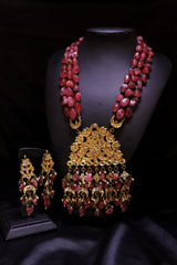 Red Multi String Necklace Set