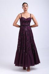 Beaded Plum Gown