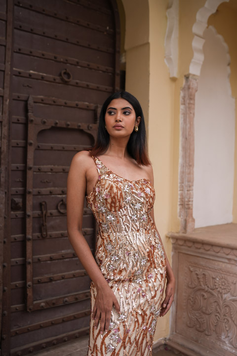 Rose Gold Embroidered Gown