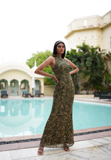 Olive Green Incut Gown