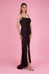 Plum Gown With Beaded LinesDSC00899