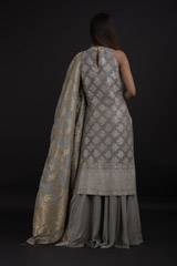 Grey Banarasi Anarkali Set_SUB8618