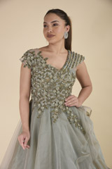 Grey Sequins Katdana Gown_DTR2840