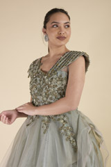 Grey Sequins Katdana Gown_DTR2844