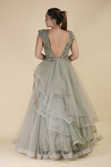 Grey Sequins Katdana Gown_DTR2848