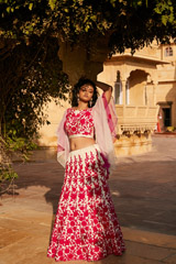 Pink Floral Thread Work Lehenga1