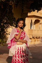 Pink Floral Thread Work Lehenga