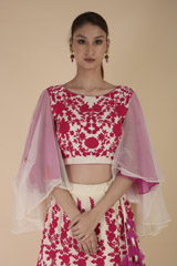 Pink Floral Thread Work Lehenga_DTR2409
