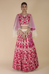 Pink Floral Thread Work Lehenga_DTR2410