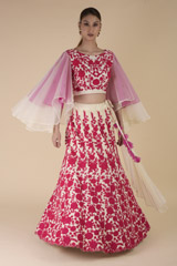 Pink Floral Thread Work Lehenga_DTR2415