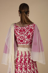 Pink Floral Thread Work Lehenga_DTR2416