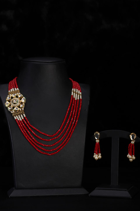 Maroon Multi String Necklace Set