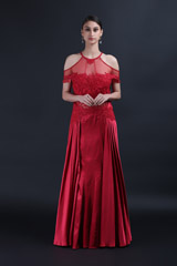 Red Cold Shoulder Gown3337_video