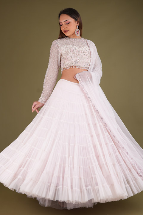 Pink Tiered Lehenga