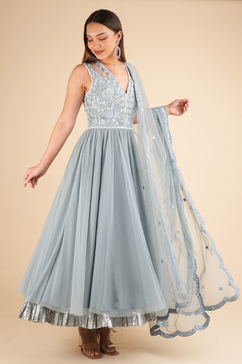 Blue Anarkali Set