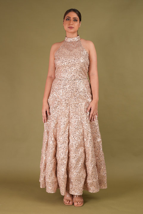 Sequin Beige Gown