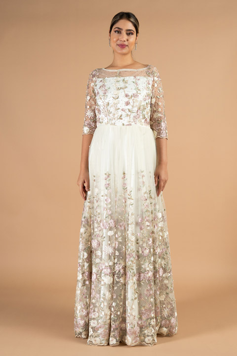 White Embroidered Gown