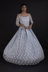 Blue Embroidered Gown