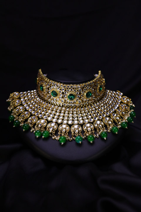 Kundan Set with Green Beads