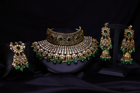 Kundan Set with Green Beads