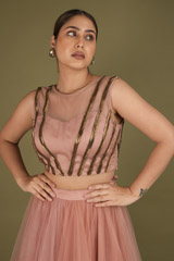Salmon pink Top With Net SkirtDSC02390